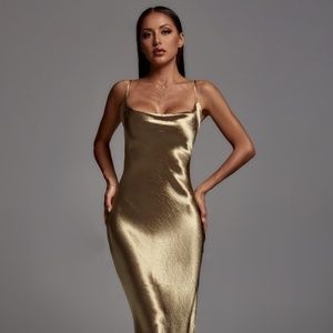 Bella Barnett: Emily Metallic Maxi Dress - Gold